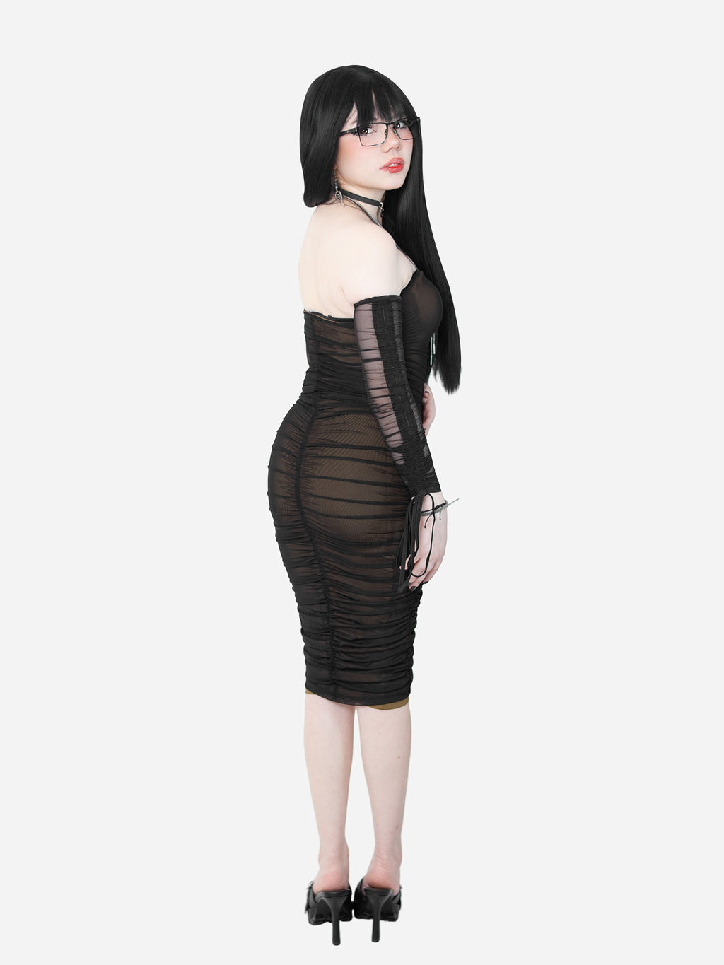 Swipe Left Mesh Midi Dress