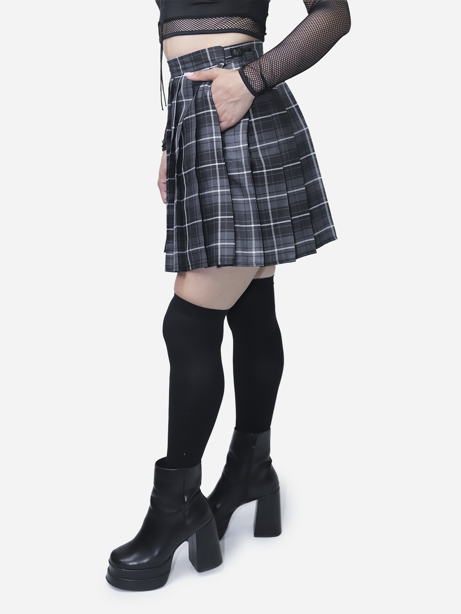 Black Plaid Mini Skirt