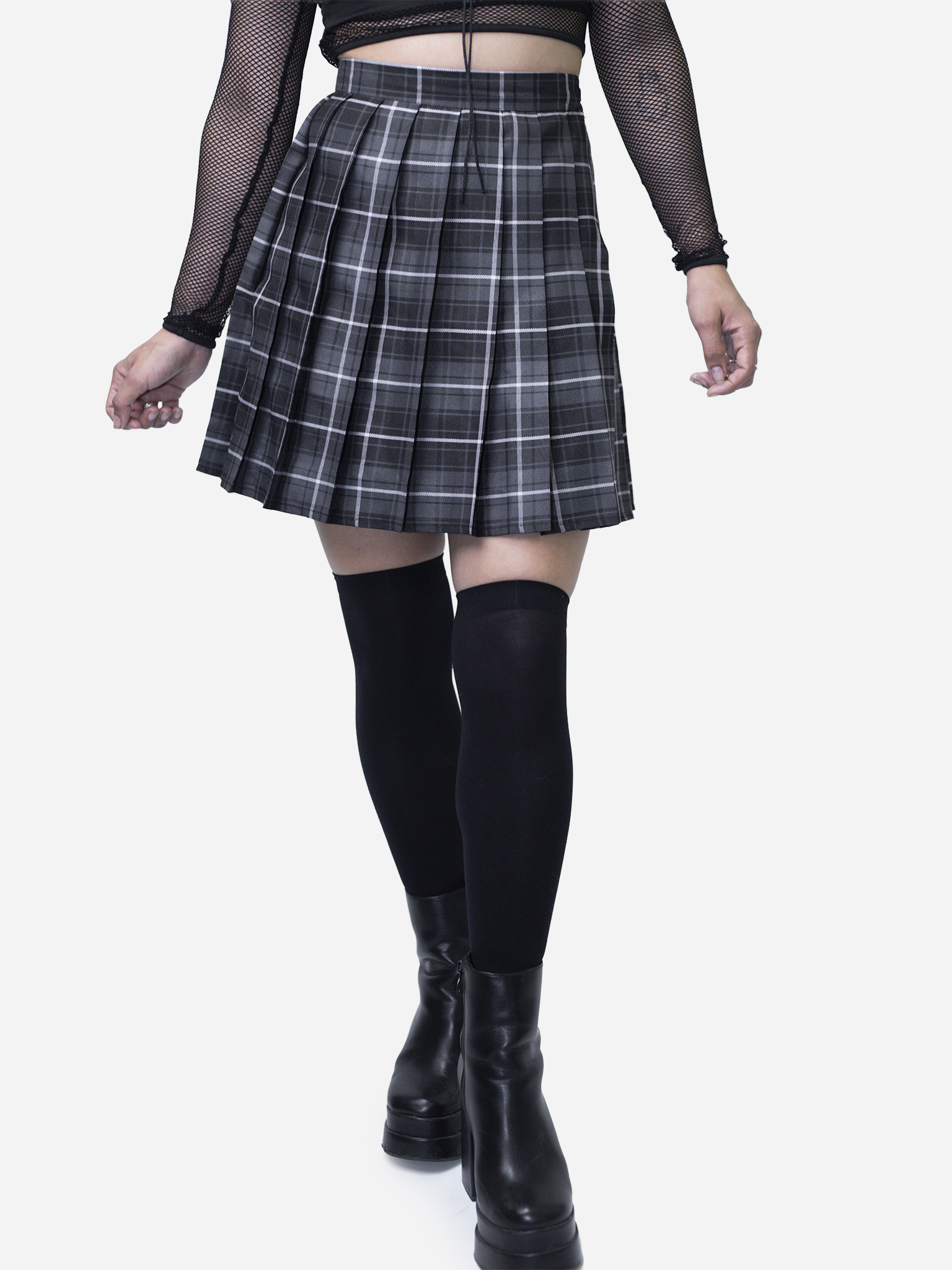 Black Plaid Mini Skirt