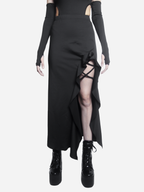 Black Ruffle Maxi Skirt