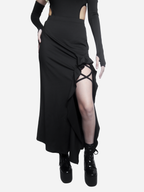 Black Ruffle Maxi Skirt