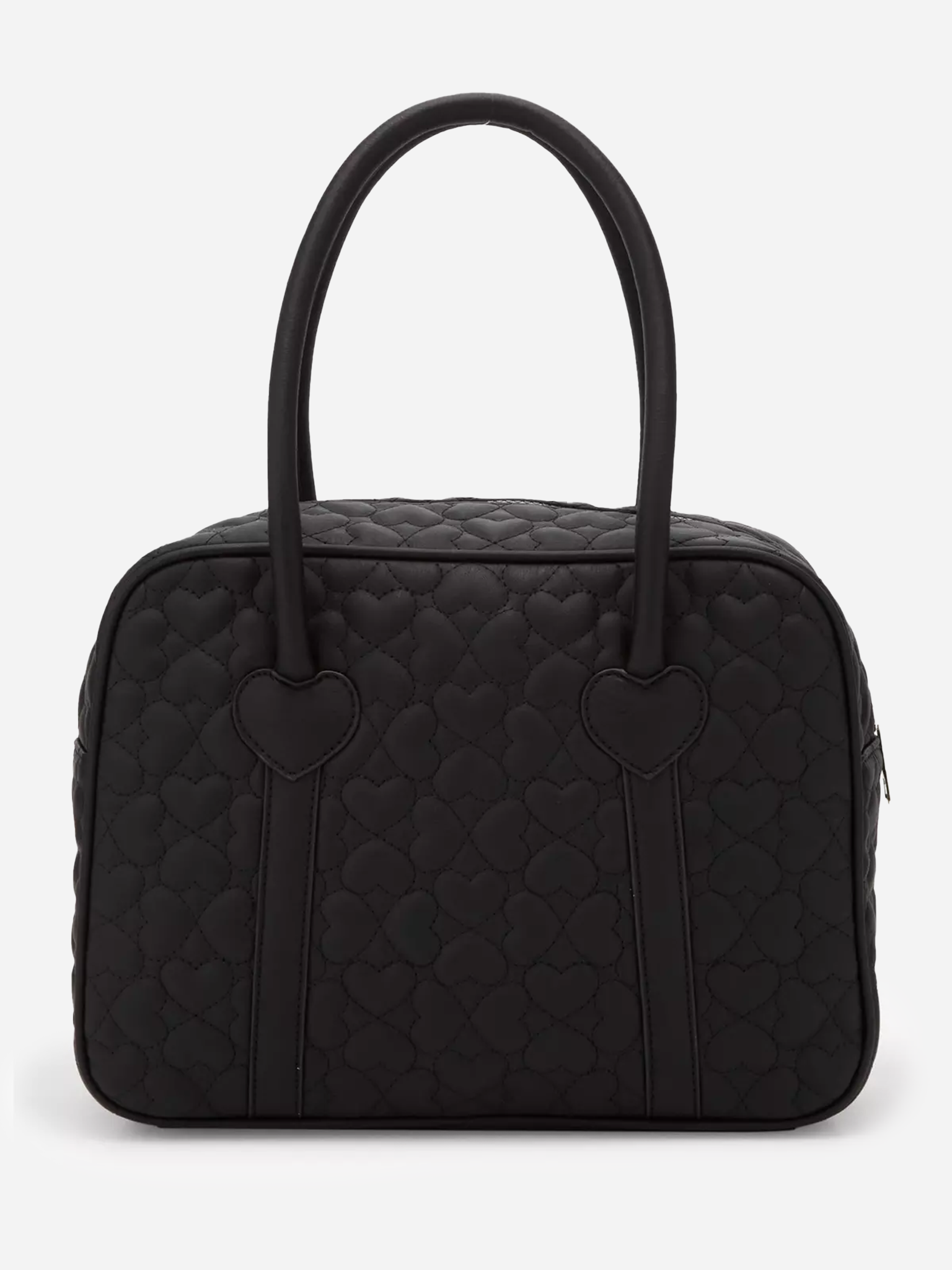 Black Bow Heart Quilted Satchel Bag