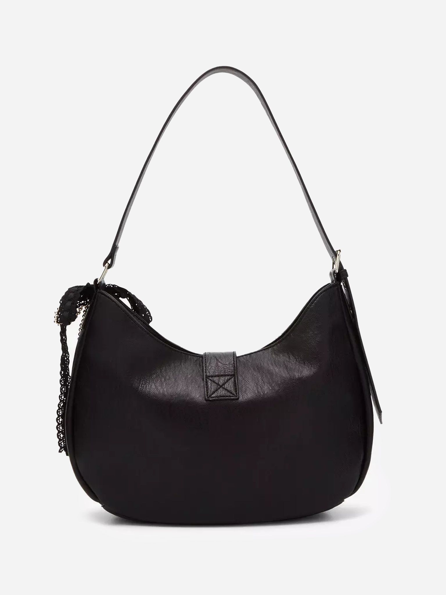 Black Buckle Cherry Bow Shoulder Bag