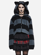 Black Cat Energy Hooded Sherpa Jacket