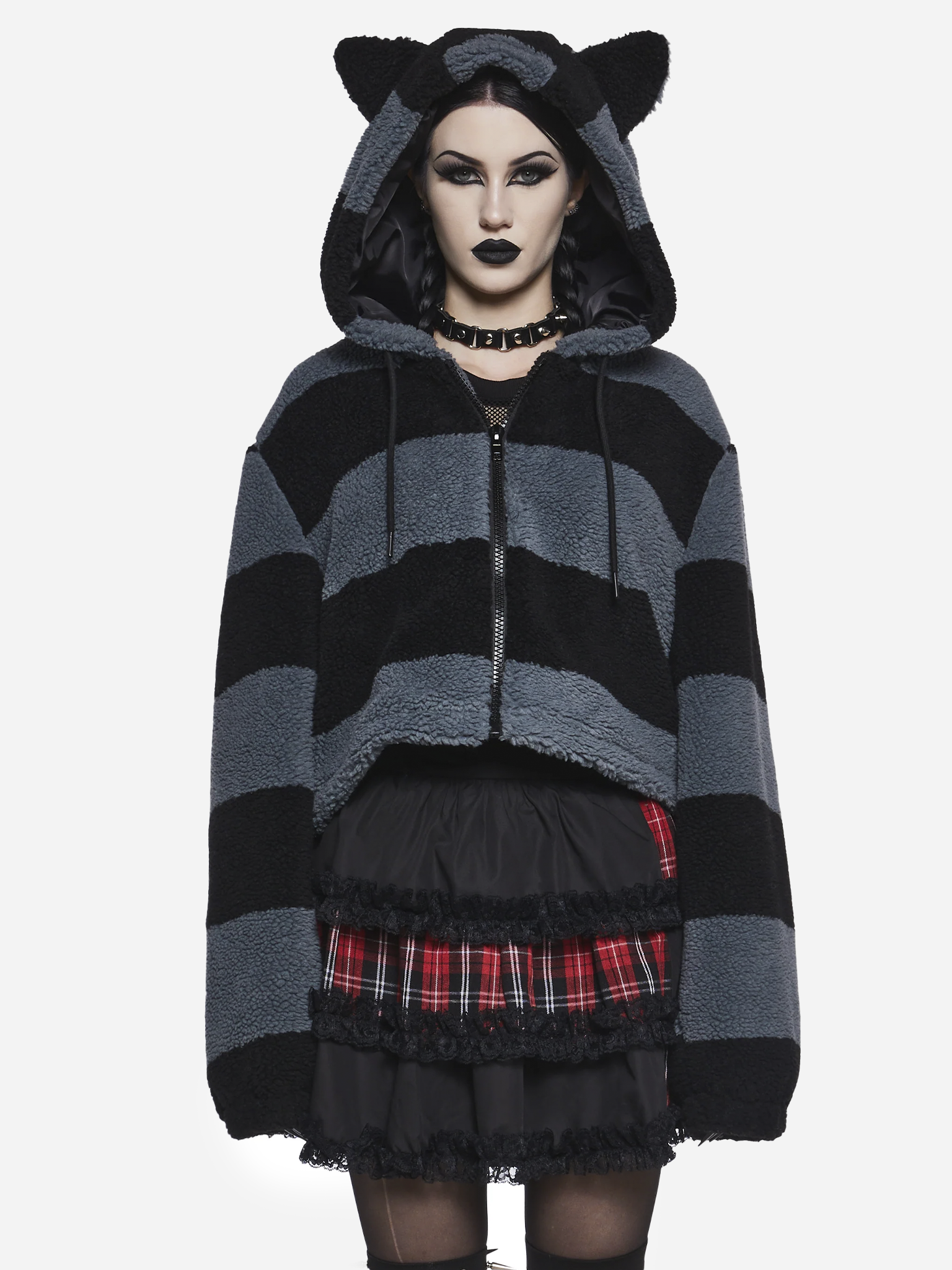 Black Cat Energy Hooded Sherpa Jacket