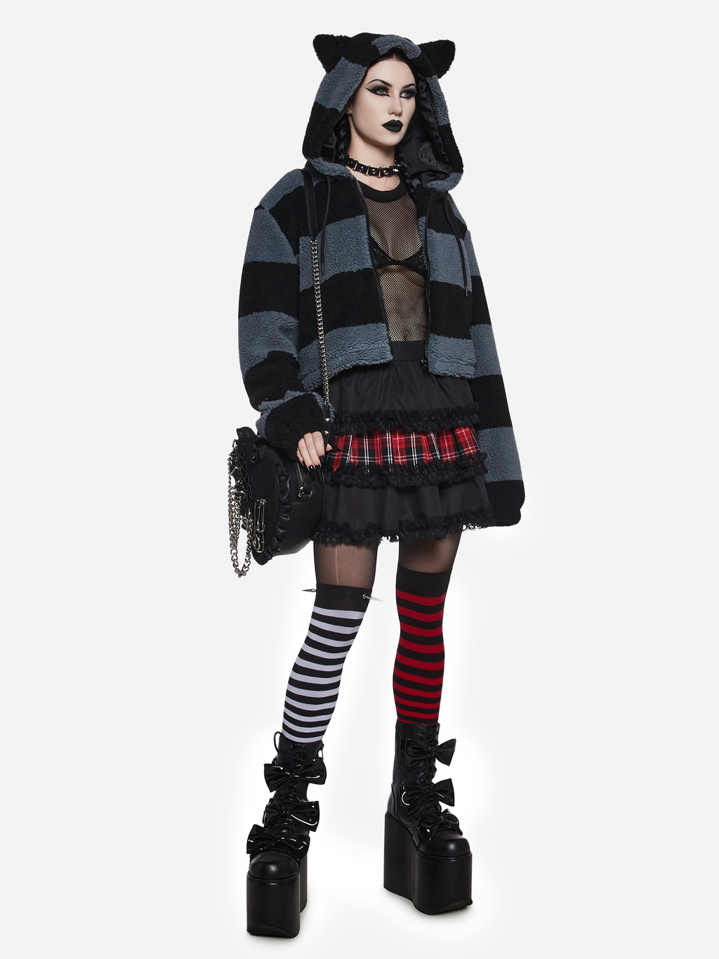 Black Cat Energy Hooded Sherpa Jacket