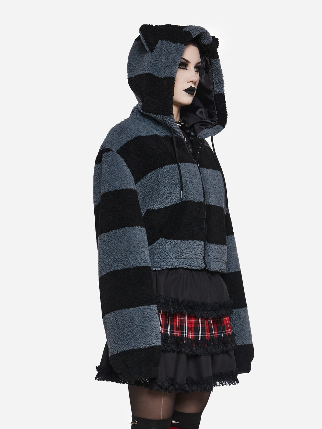 Black Cat Energy Hooded Sherpa Jacket