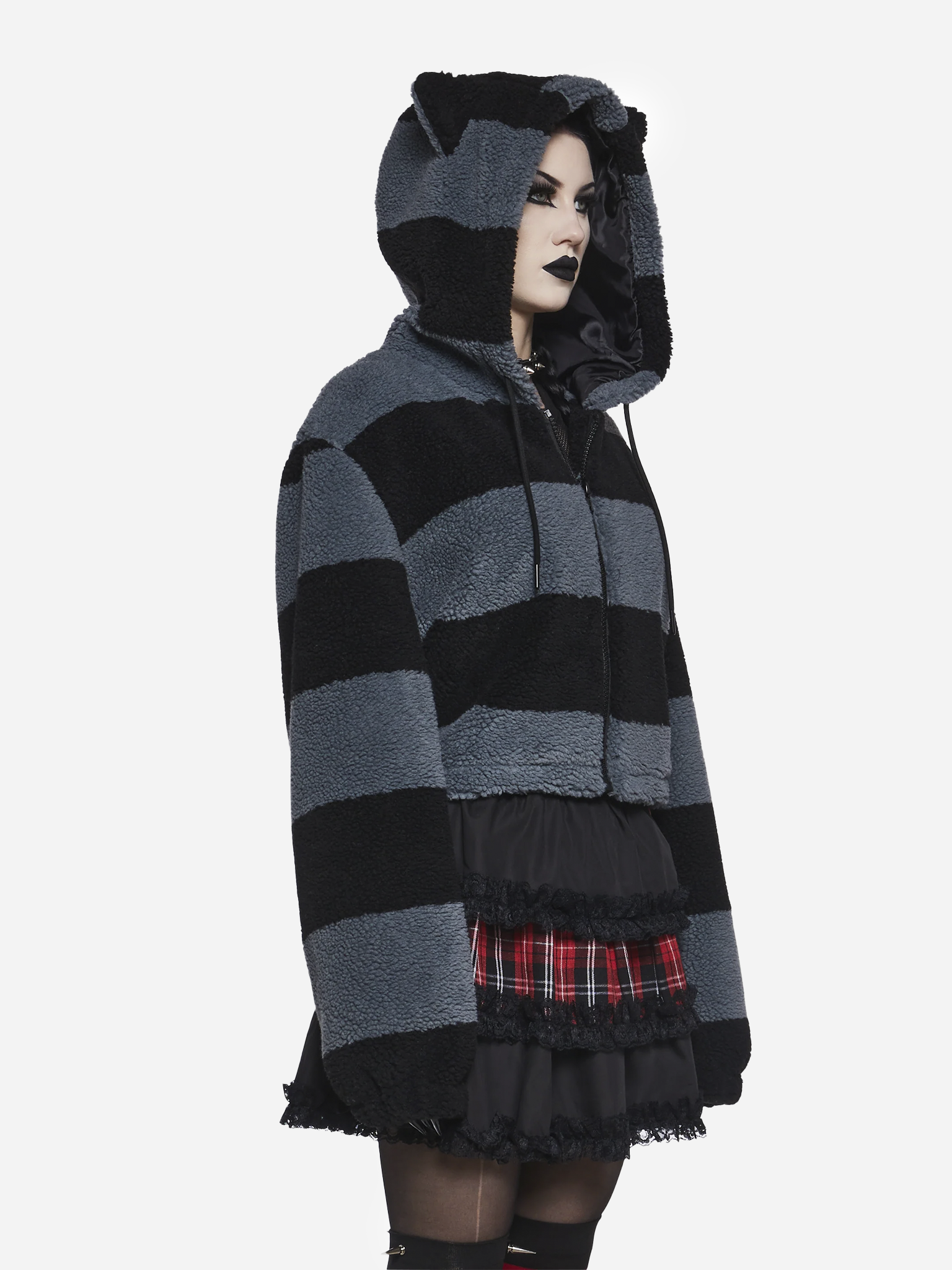 Black Cat Energy Hooded Sherpa Jacket