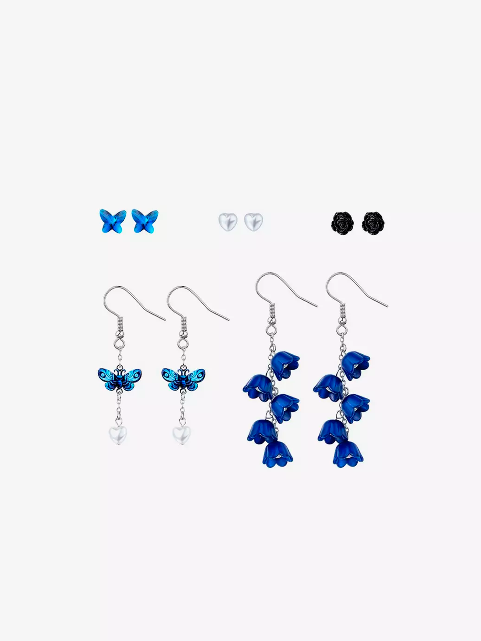 Corpse Bride Blue Butterfly Flower Earring Set