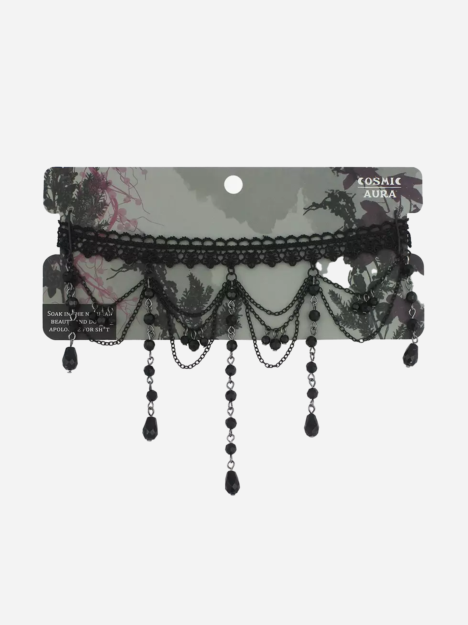 Cosmic Aura Black Lace Beaded Choker