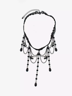 Cosmic Aura Black Lace Beaded Choker
