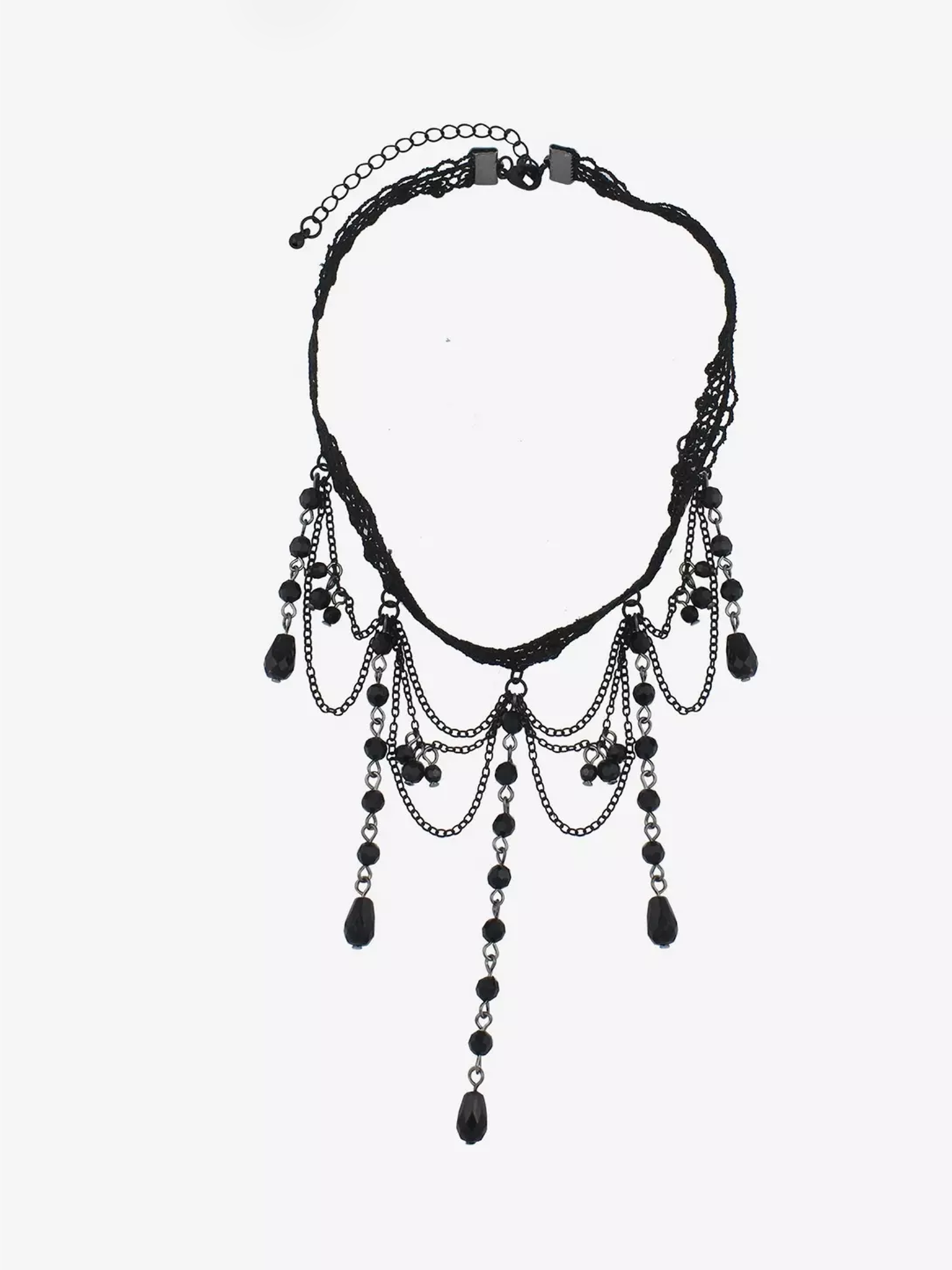 Cosmic Aura Black Lace Beaded Choker