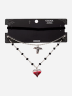 Cosmic Aura Blood Heart Wing Coffin Necklace Set