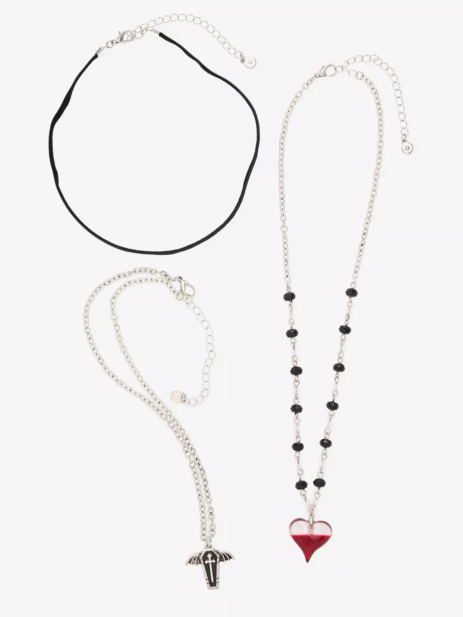 Cosmic Aura Blood Heart Wing Coffin Necklace Set