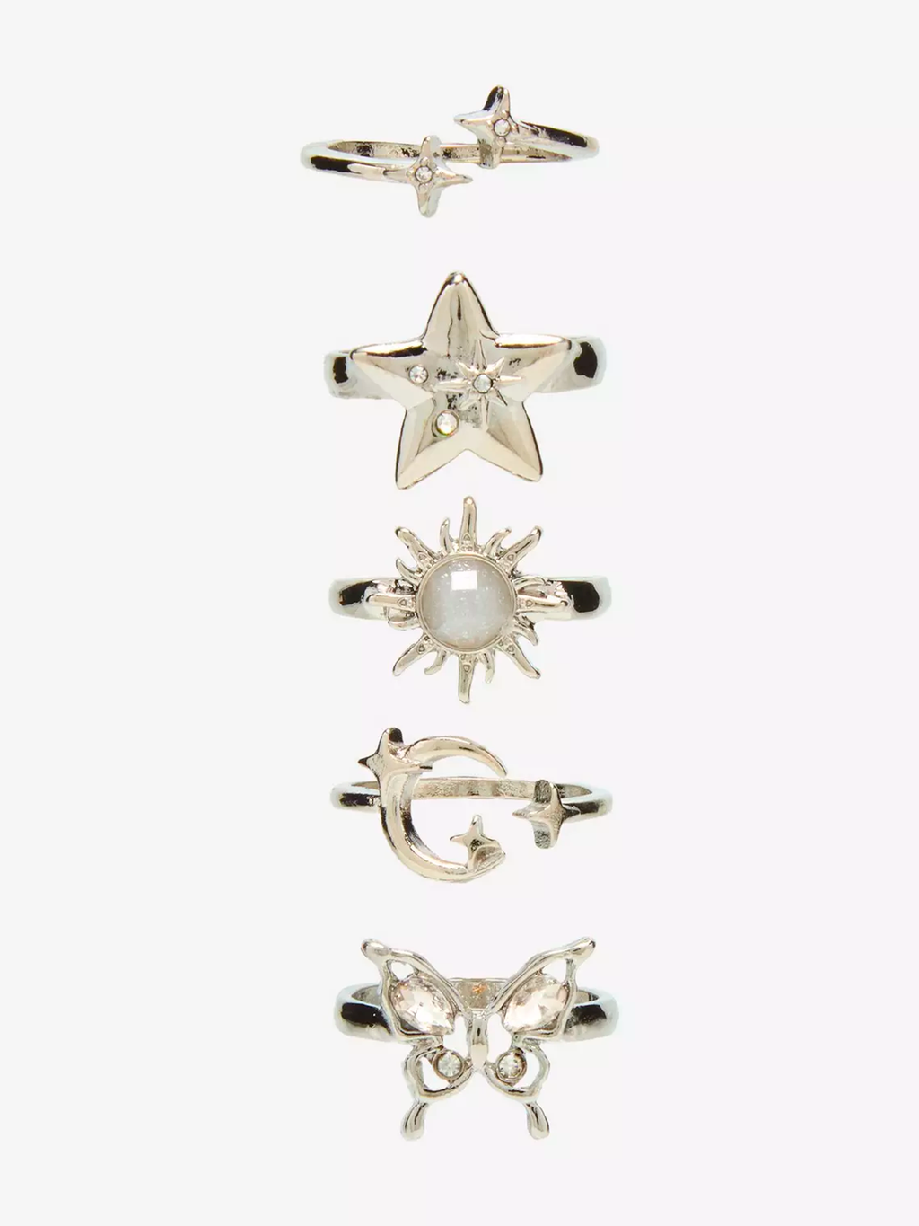 Cosmic Aura Celestial Butterfly Ring Set