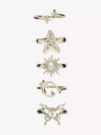 Cosmic Aura Celestial Butterfly Ring Set
