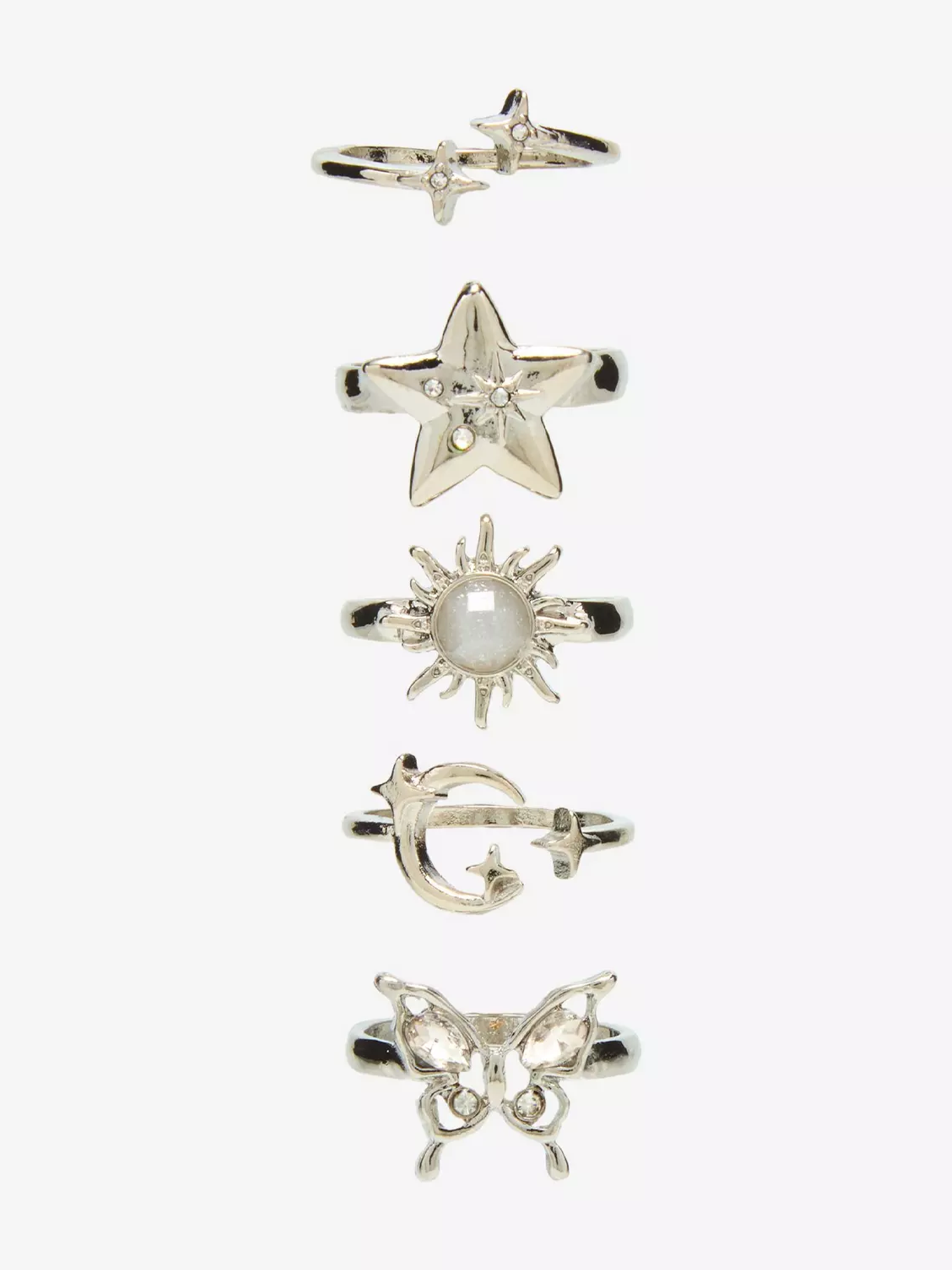 Cosmic Aura Celestial Butterfly Ring Set