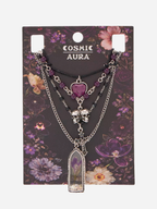 Goth Flower Skull Necklace Set