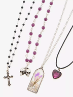 Goth Flower Skull Necklace Set
