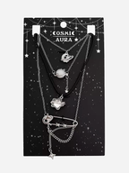 Cosmic Aura Star Orbit Safety Pin Necklace Set