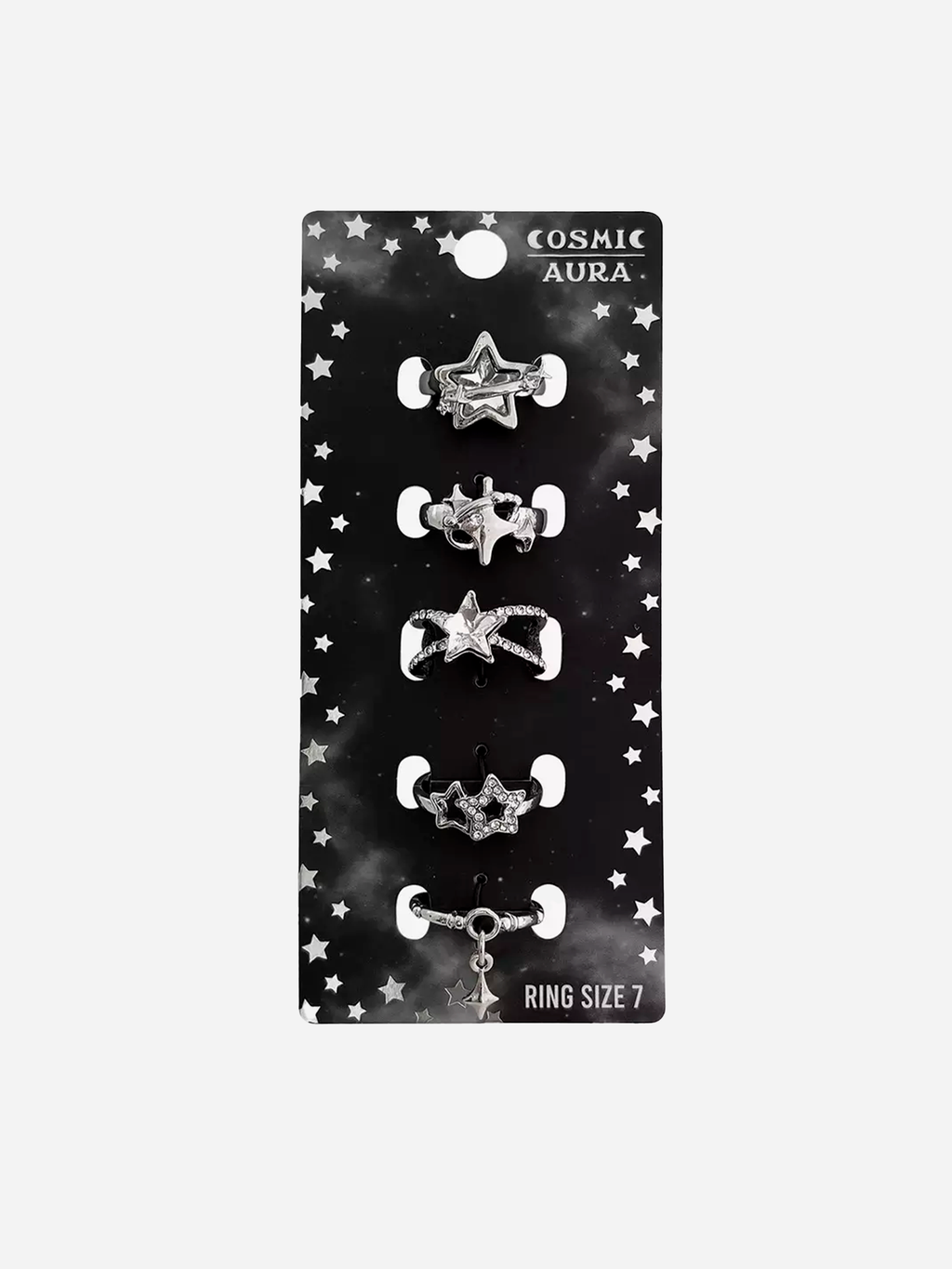 Cosmic Aura Star Rhinestone Ring Set