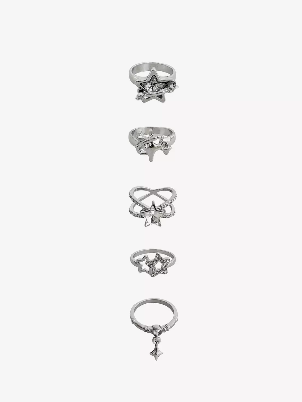 Cosmic Aura Star Rhinestone Ring Set