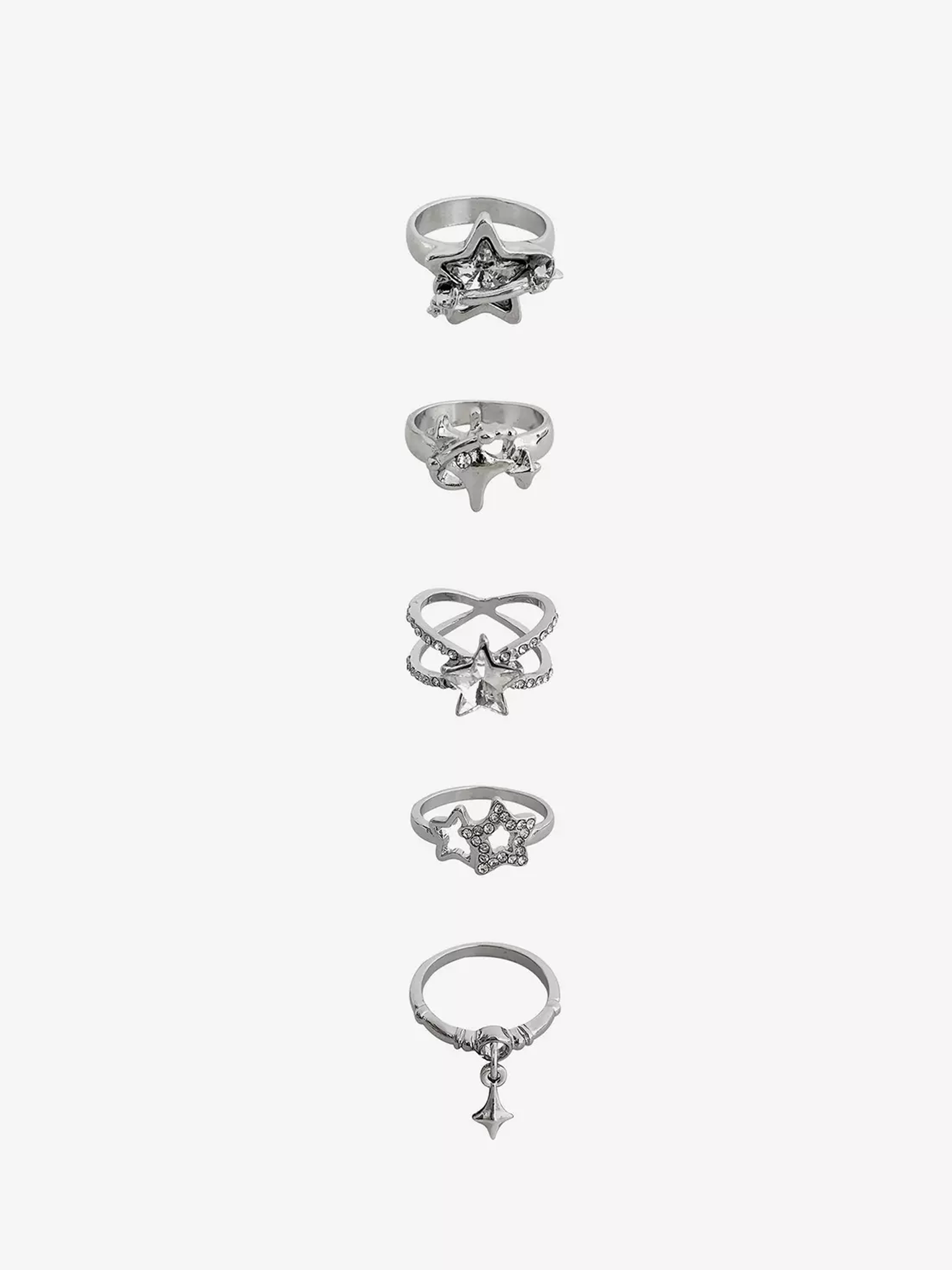 Cosmic Aura Star Rhinestone Ring Set