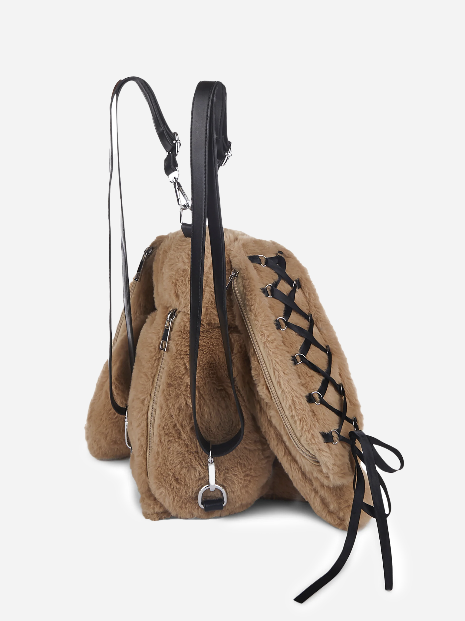 Cuddly Bunny Plush Backpack Brown