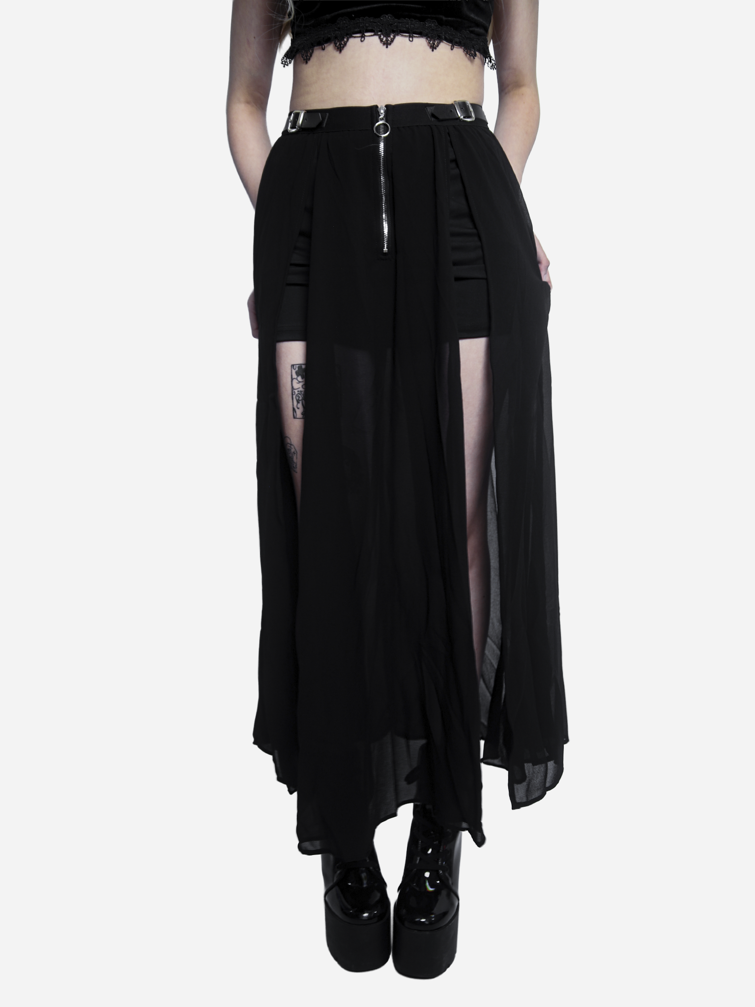 Dark Split Maxi Skirt