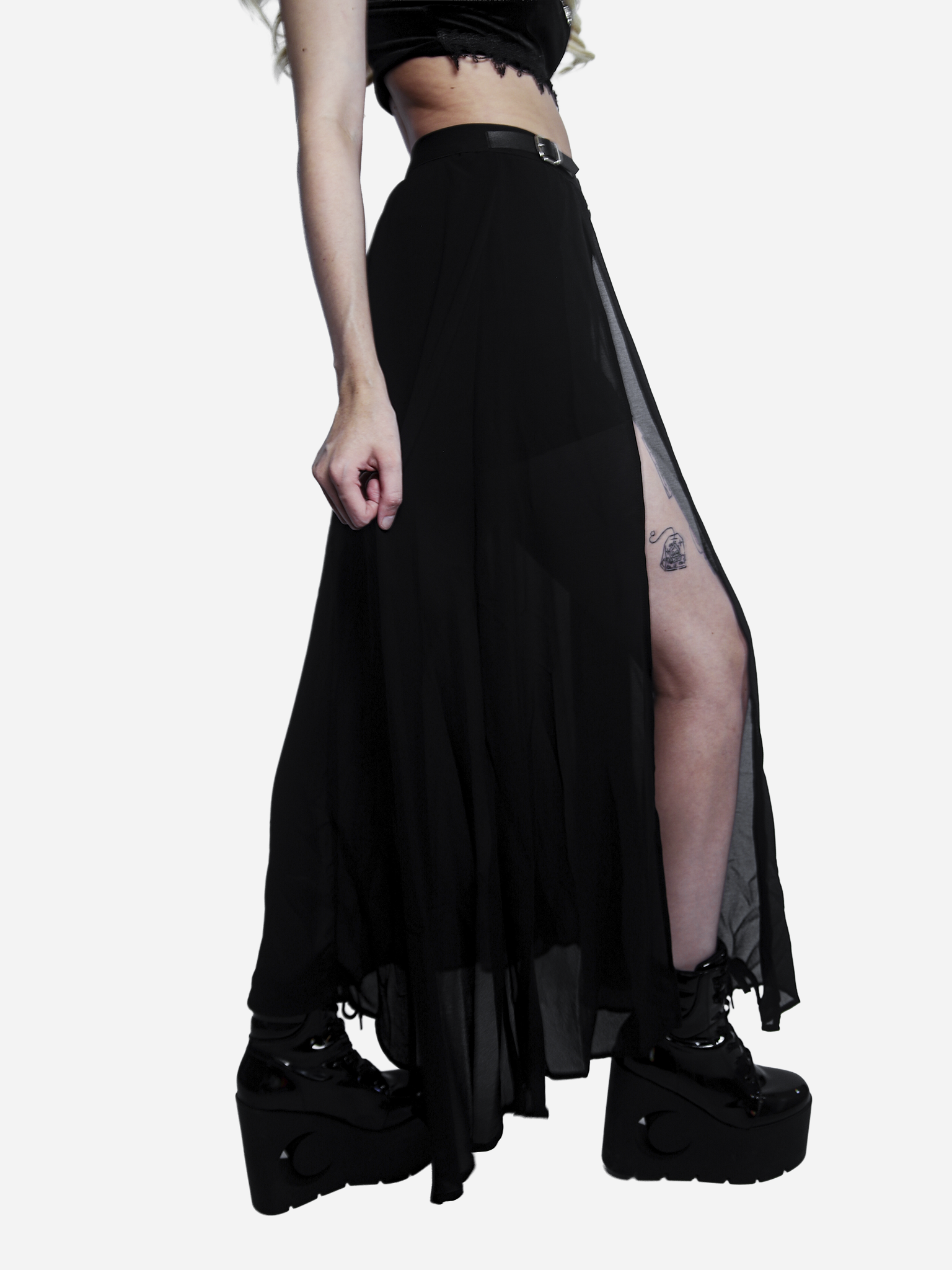 Dark Split Maxi Skirt