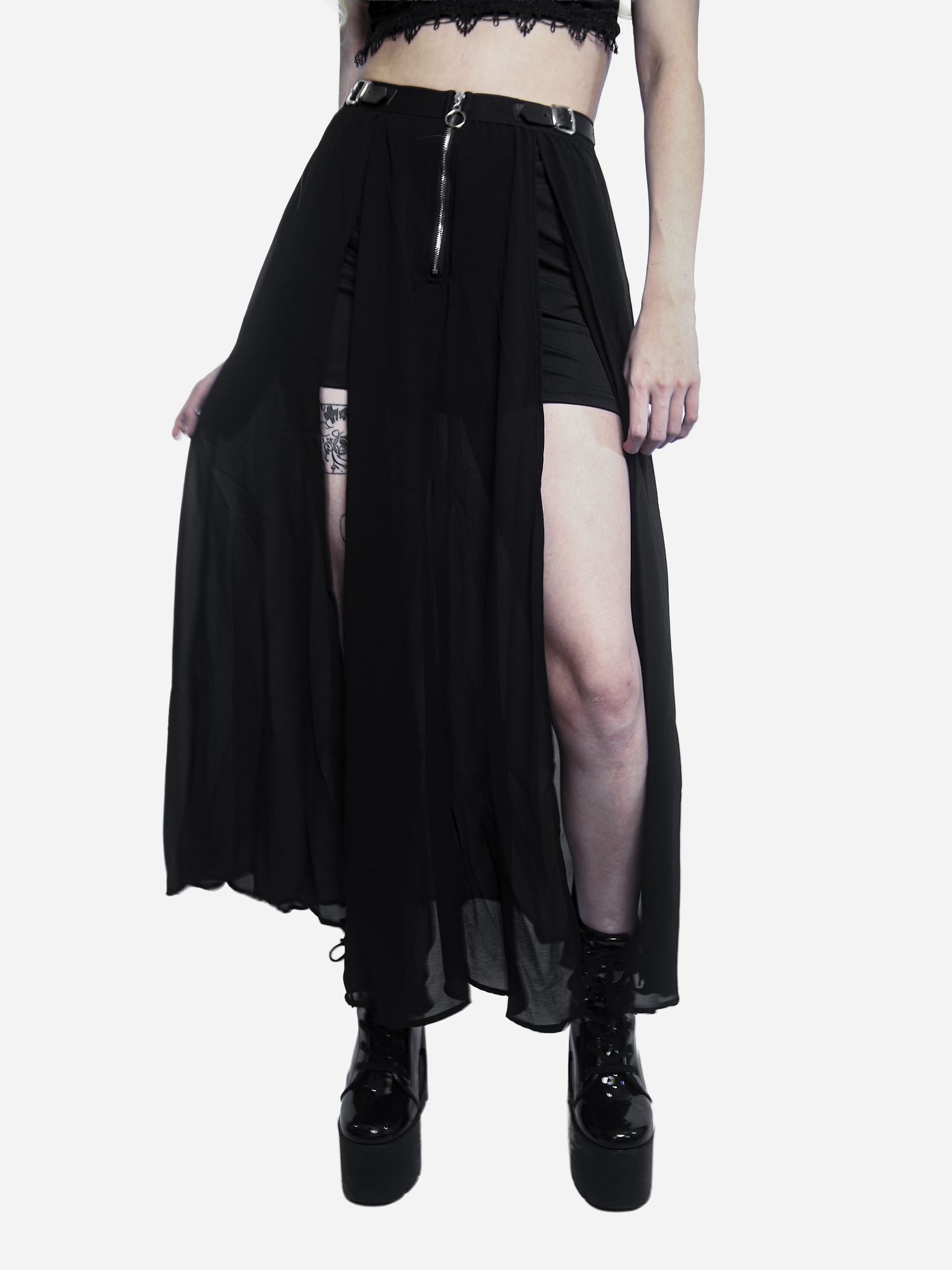 Dark Split Maxi Skirt