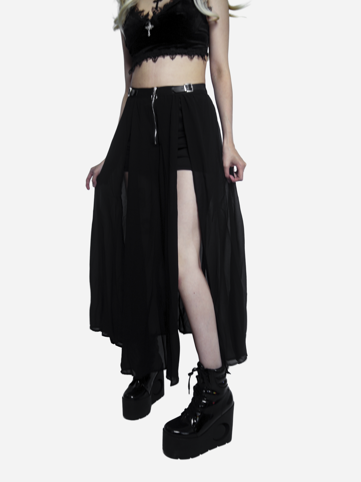 Dark Split Maxi Skirt