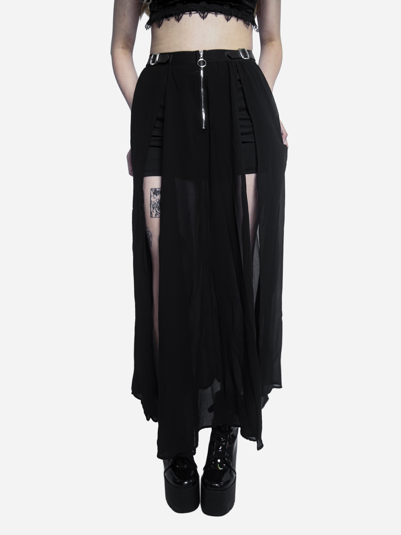 Dark Split Maxi Skirt