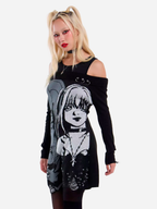 Death Note Misa & Rem Distressed Off-Shoulder Sweater Dress