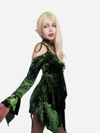 Handkerchief Dress Olive Velvet - Dolls Kill