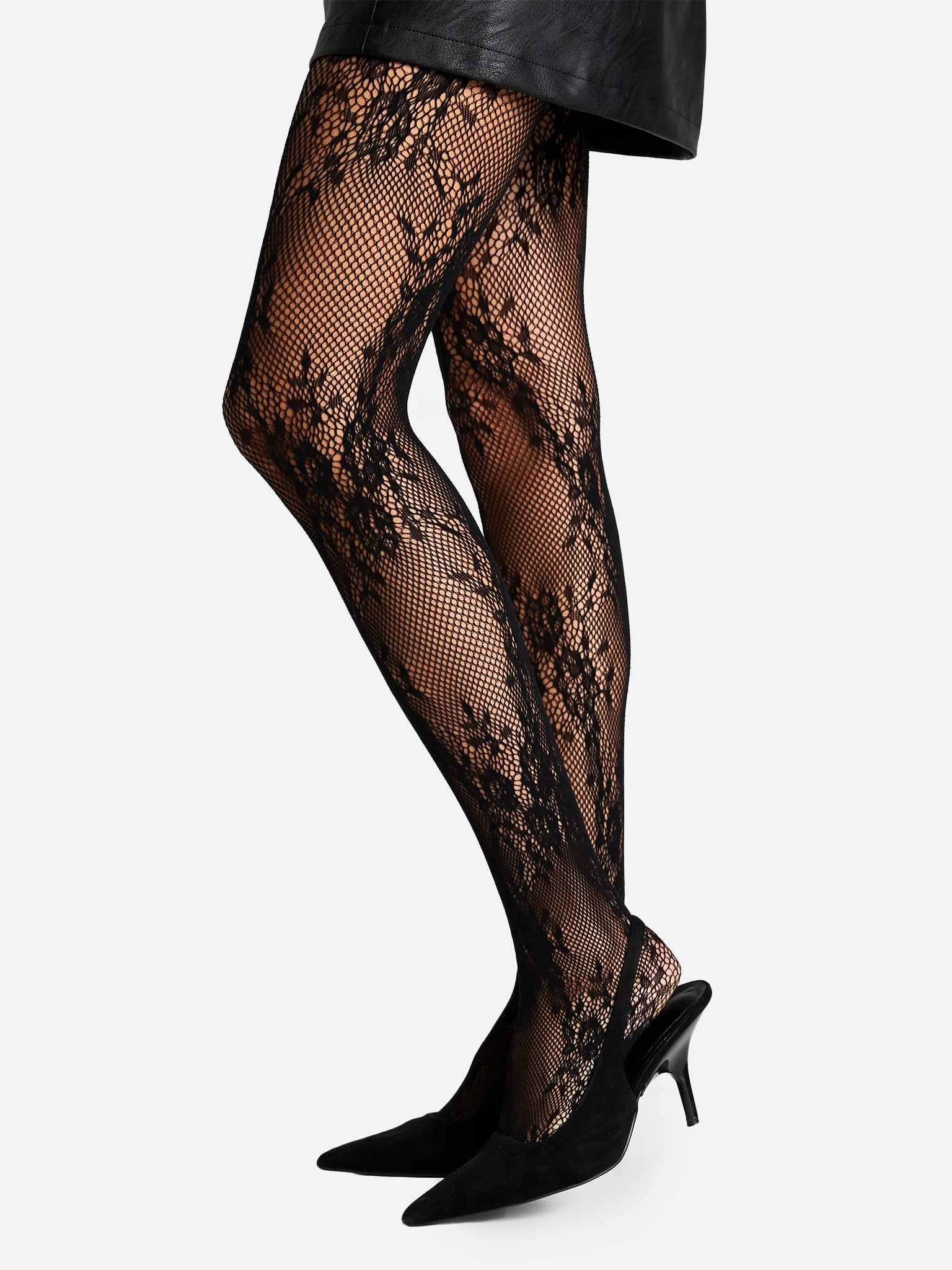 Floral Black Fishnet