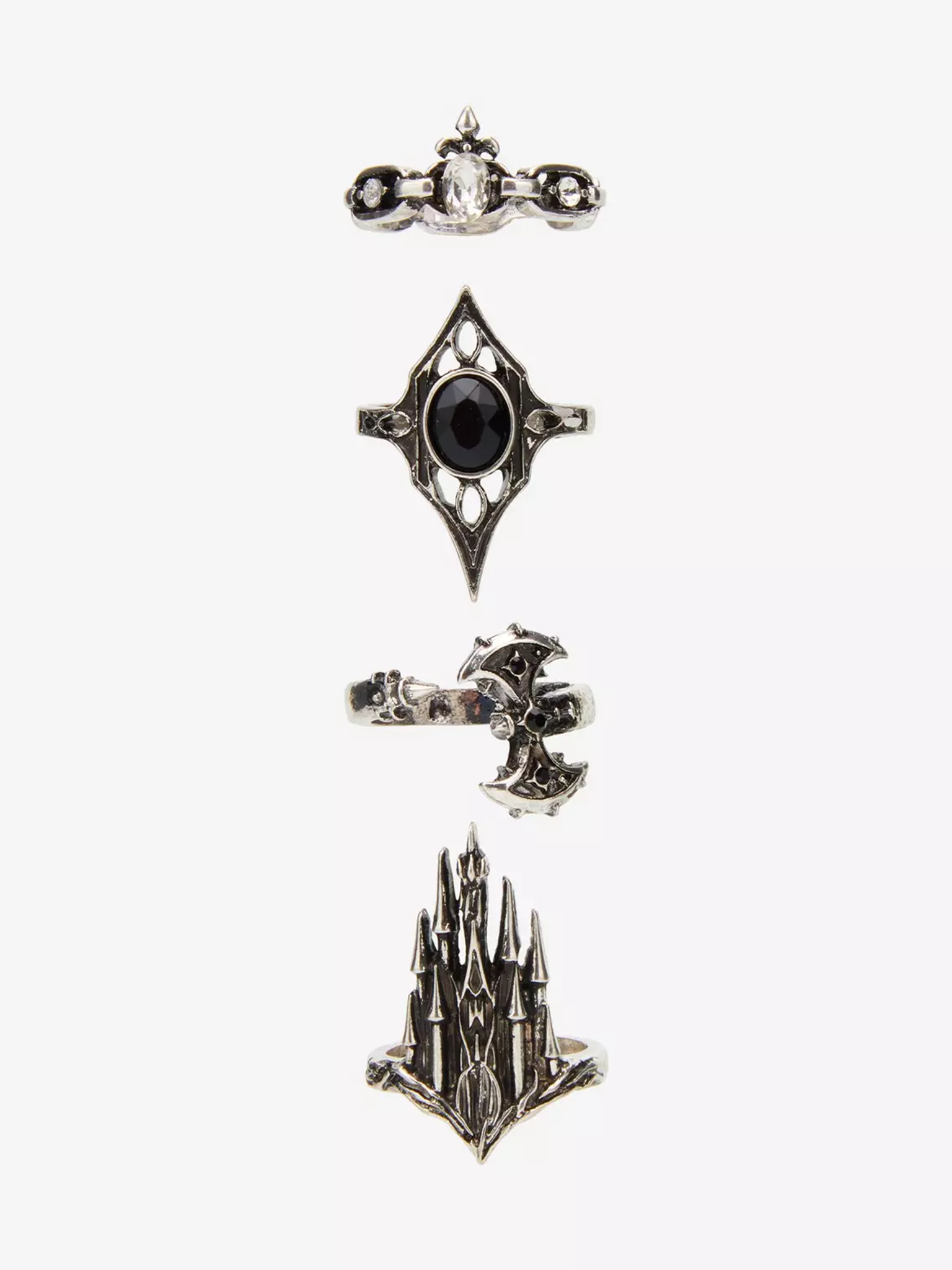 Gothic Castle Gem Ring Set