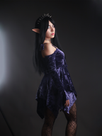 Handkerchief Dress Purple Velvet - Dolls Kill