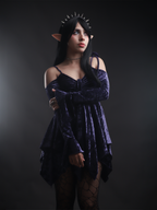Handkerchief Dress Purple Velvet - Dolls Kill