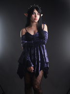 Handkerchief Dress Purple Velvet - Dolls Kill