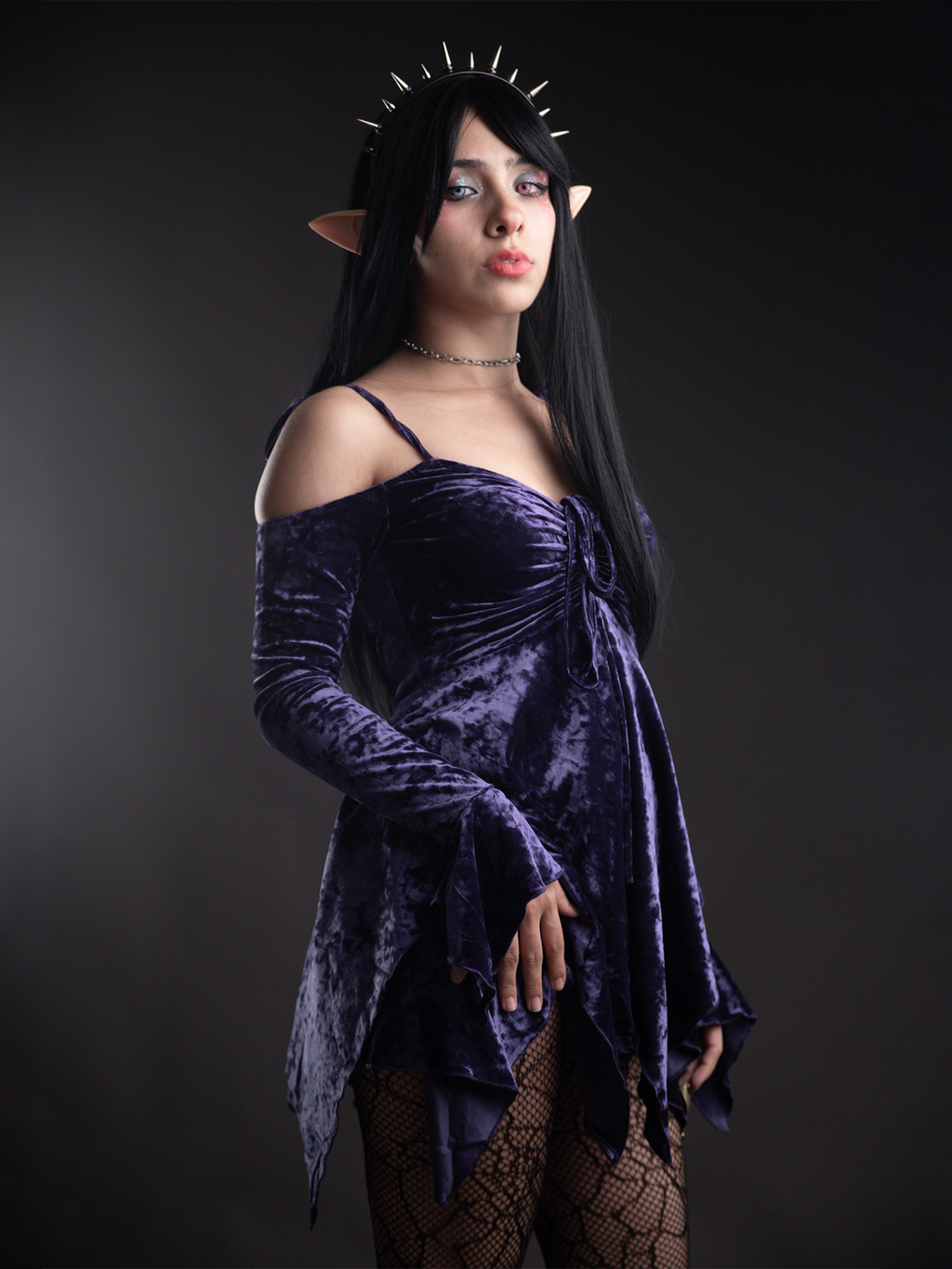 Handkerchief Dress Purple Velvet - Dolls Kill