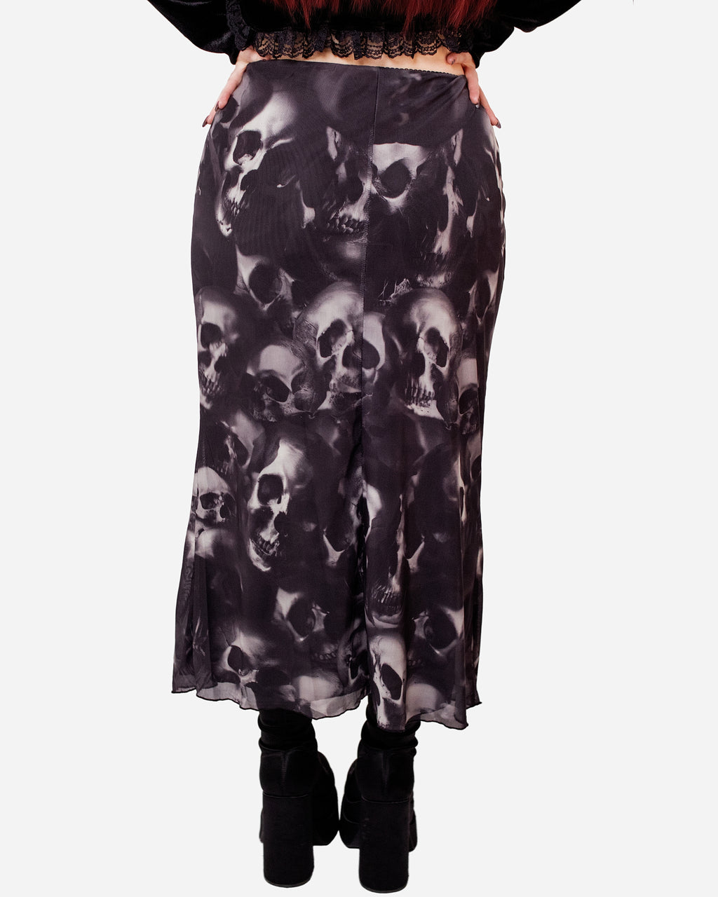 Shadowy Skulls Midi Skirt