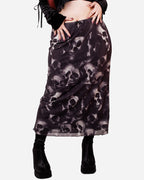 Shadowy Skulls Midi Skirt