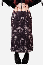 Shadowy Skulls Midi Skirt