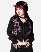 Sweet Society Pink Cross Chain Girls Extreme Crop Hoodie