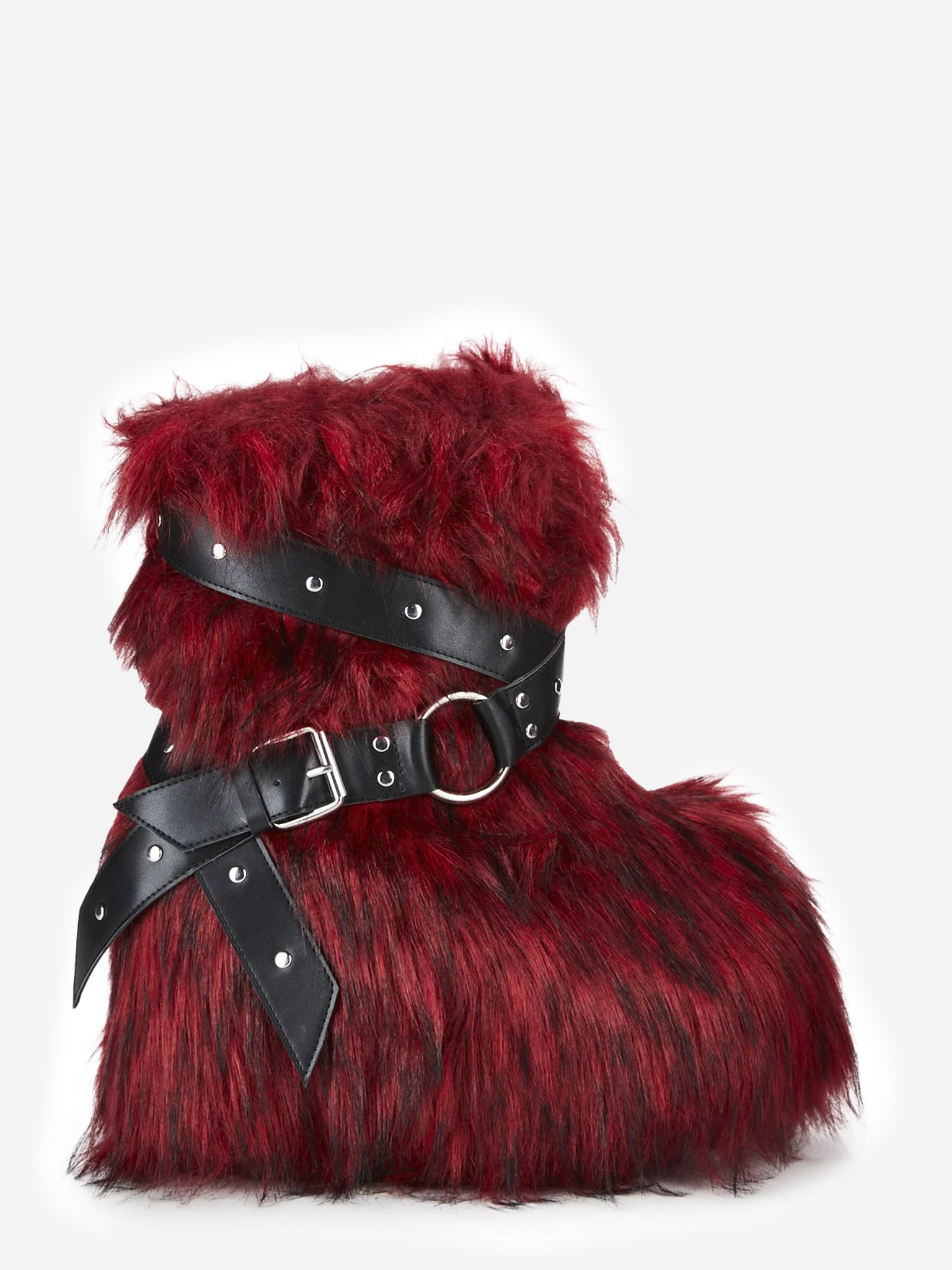 Low Wild Instincts Faux Fur Combat Boots Red