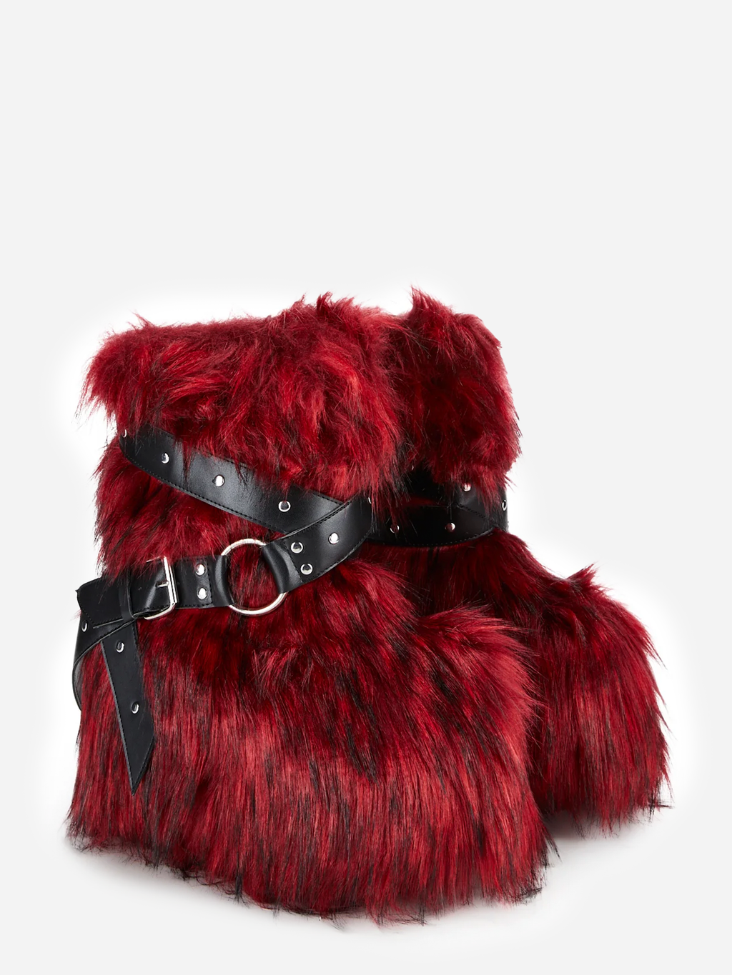 Low Wild Instincts Faux Fur Combat Boots Red