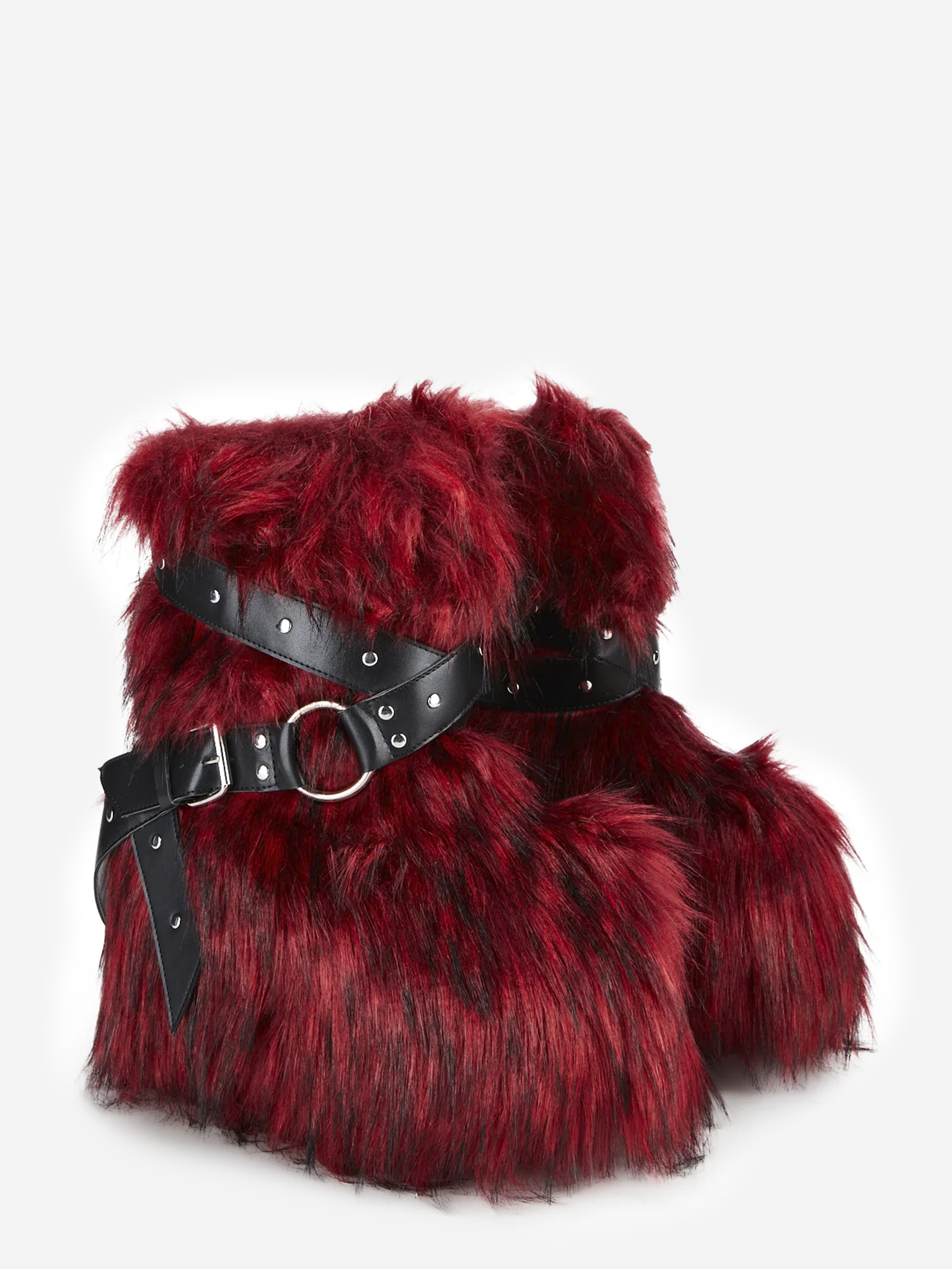 Low Wild Instincts Faux Fur Combat Boots Red