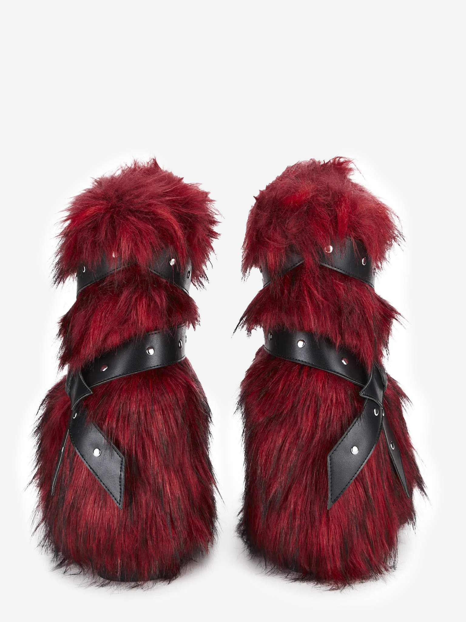 Low Wild Instincts Faux Fur Combat Boots Red