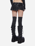 Modulation Pleated Denim Micro Skirt
